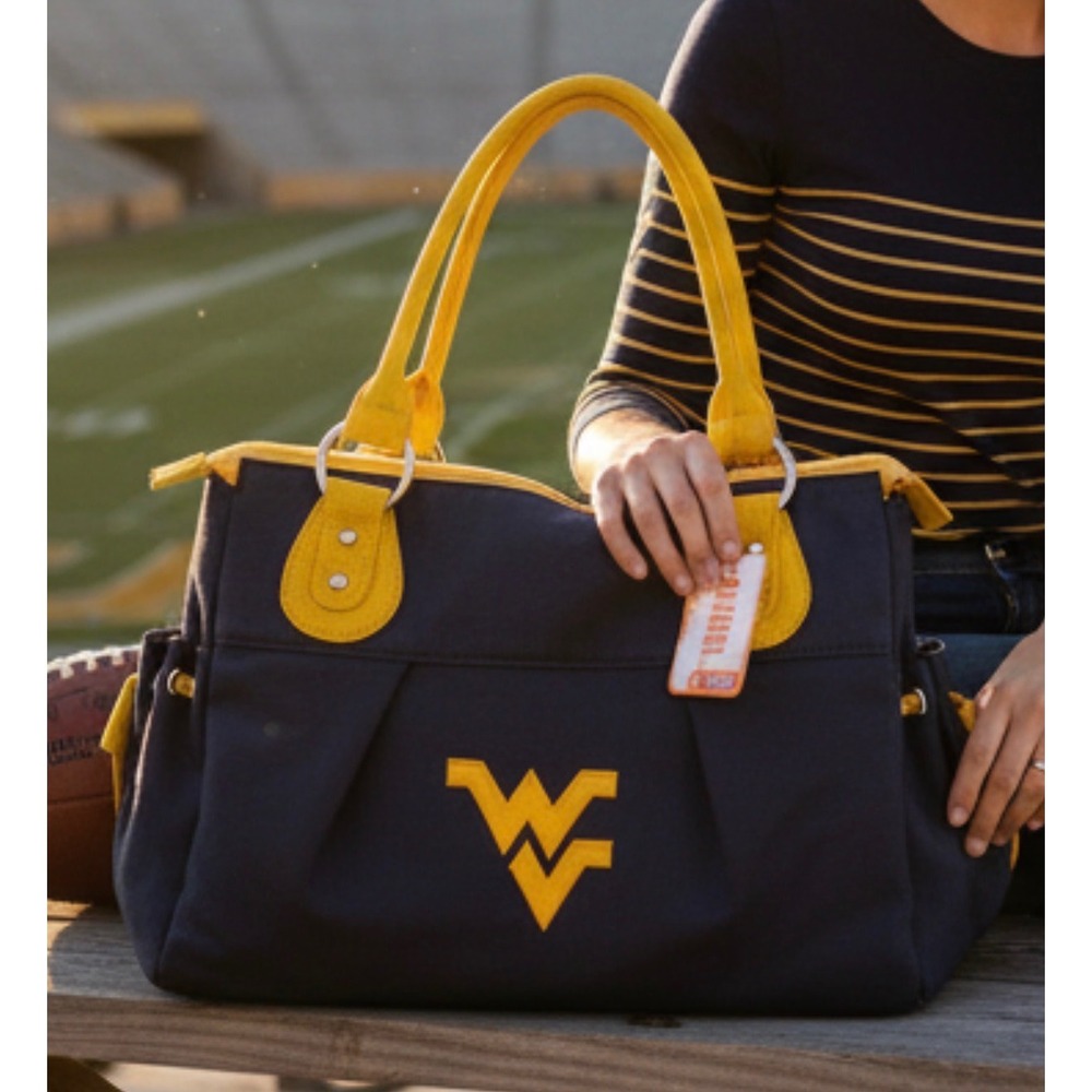 Sandol West Virginia Mountaineers WVU Navy Gold Canvas Tote Bag NWT 13x9